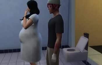 Irmã e irmão no banheiro Irmã e irmão no banheiro