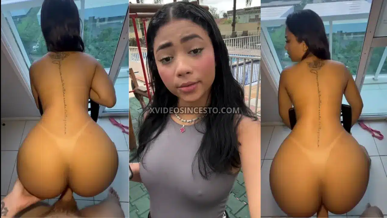 Sophie Vallente transando pelada fodendo buceta na sacada do prédio